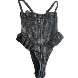 Fredrick's of Hollywood Unlined Underwire Button Front One Piece Bodysuit Small